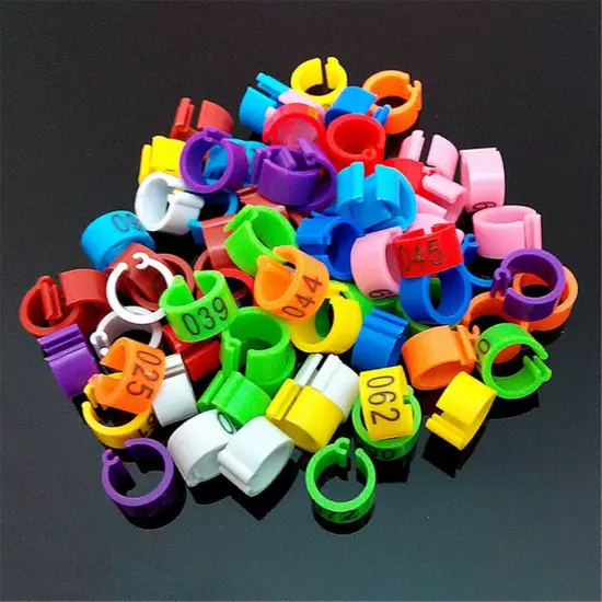 100PCS 10mm Bird Rings Leg Foot Bands For Pigeon Parrot Clip Rings Number