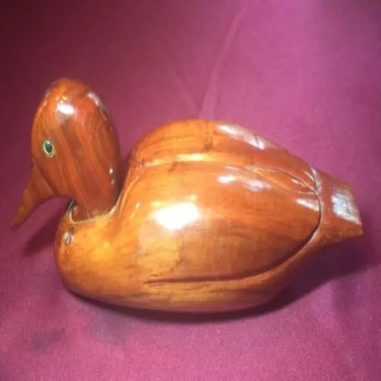 Vintage Hand Carved Wooden Duck - signed and numbered