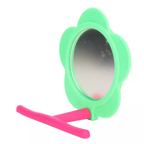 Bird Mirror Perch Flower Shape Decorative Plastic Parrot Mirror Stand Toy For