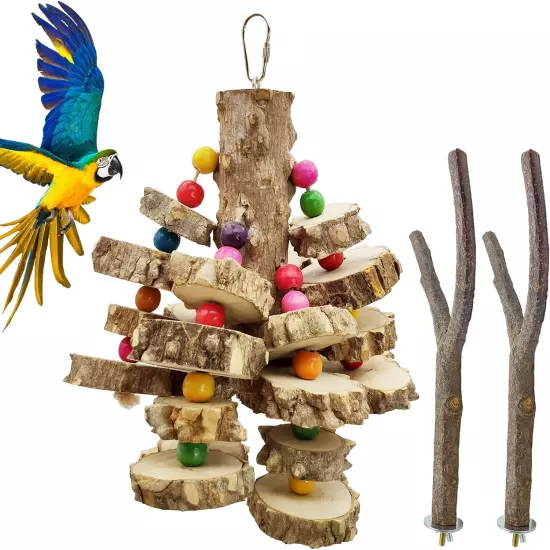 Wood Macaw Toys Natural Large Parrot Chewing Toy Multicolor Wooden Block Tearing