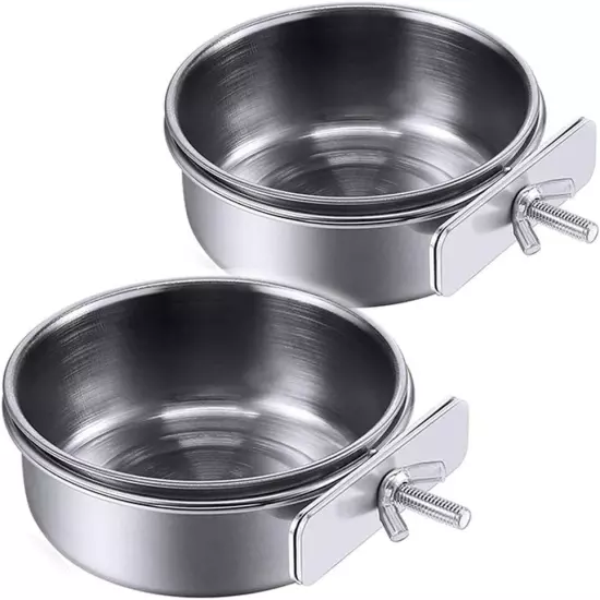 PINVNBY Parrot Feeding Cups Birds Food Dish Stainless Steel Feeders... 