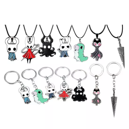 Hollow Knight Game Characters Pendant Keychain Necklace Metal Keyring Xmas Gift