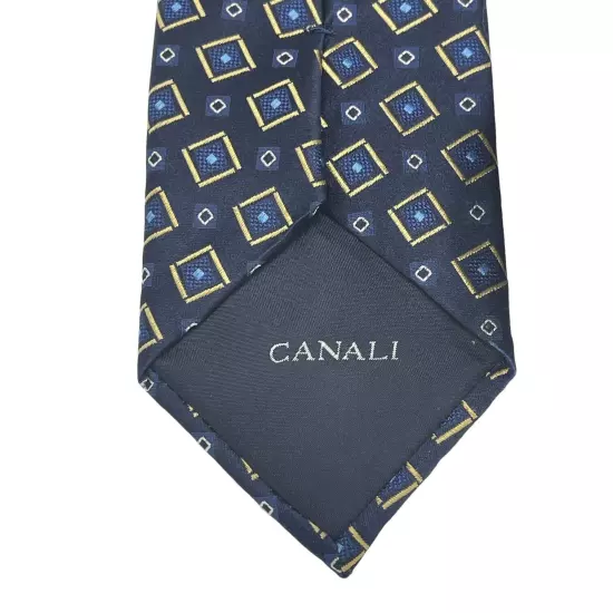 CANALI Blue Gold Geometric Silk Tie ITALY 60.5"/ 4"