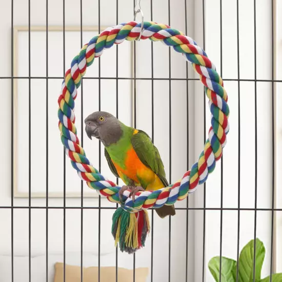 Bird Rope Swing Colorful Perch Climbing Toy for Parrots Budgie Parakeet