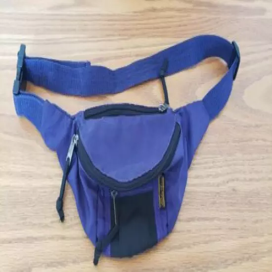 Vintage Eddie Bauer Fanny Pack Waist Hip Bum Bag - Purple & Black - 3 Pockets