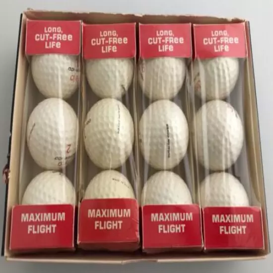 1960s JATO Super-100 Golf Ball Full Box w/ 4 Sleeves, 1 & 2 numbers Dozen NOS