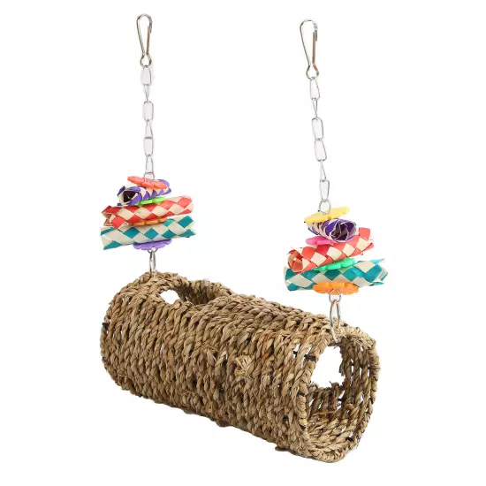 Parrot Grass Tunnel Chewing Relaxing Swing Bird Woven House Toy With Hole For