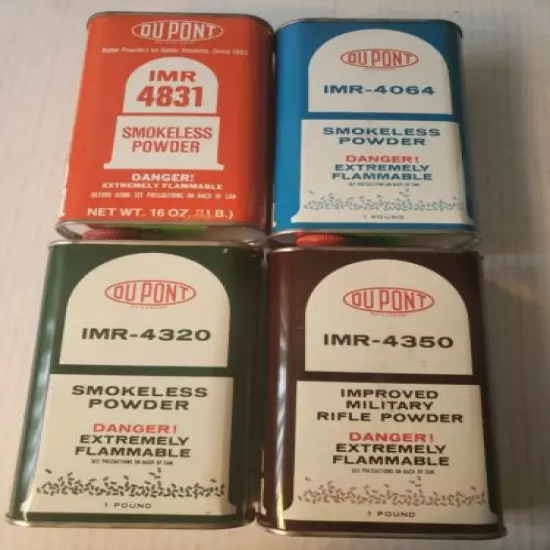 4 old Du Pont smokeless powder (empty tins) collectors tins as shown 20 