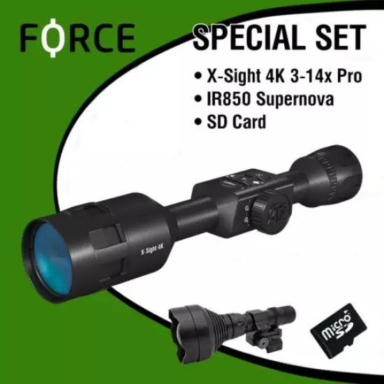 ATN X-Sight 4K 3-14x Pro + FREE Set: IR850 Supernova + SD Card + Fedex 2Day