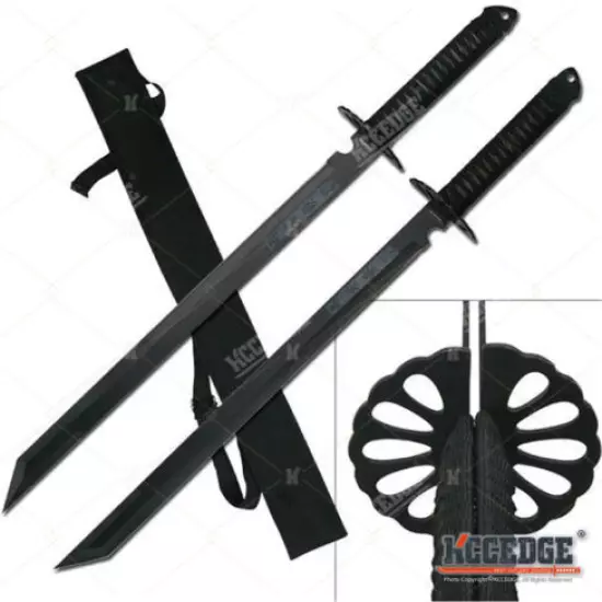 2PC Full Tang 28" Zombie Walking Dead Tanto Blade Sword Machete w/Nylon Sheath