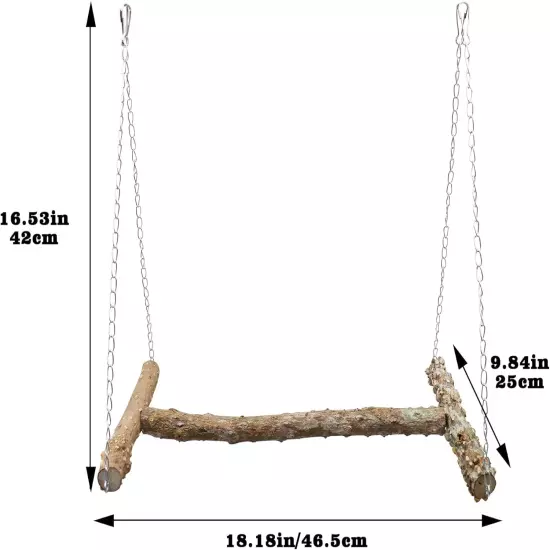 Large Bird Perch Swing Toy, Natural Pepper Wood Parrot Perch Stand Toy