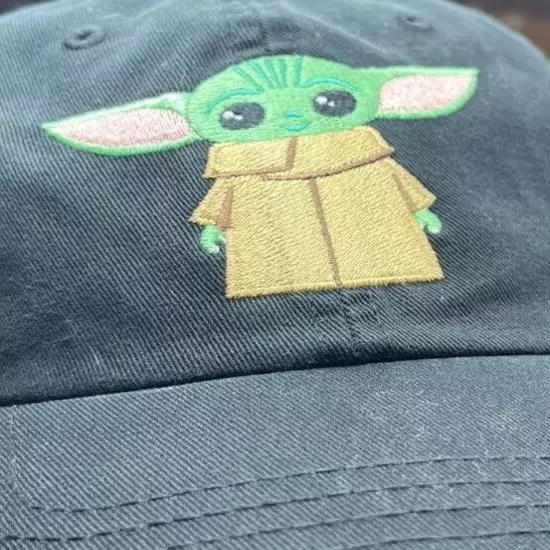 Star Wars The Mandalorian Cap "Baby Yoda" Hat Black Adjustable Disney Adult 