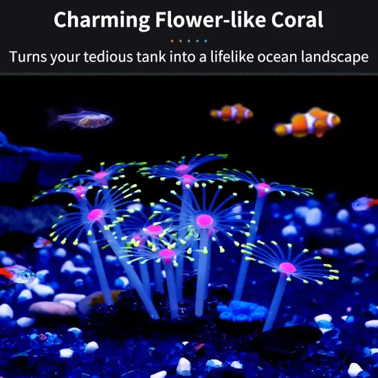 Glowing Effect Artificial Coral Plant for Fish Tank, Decorative Aquarium Ornamen