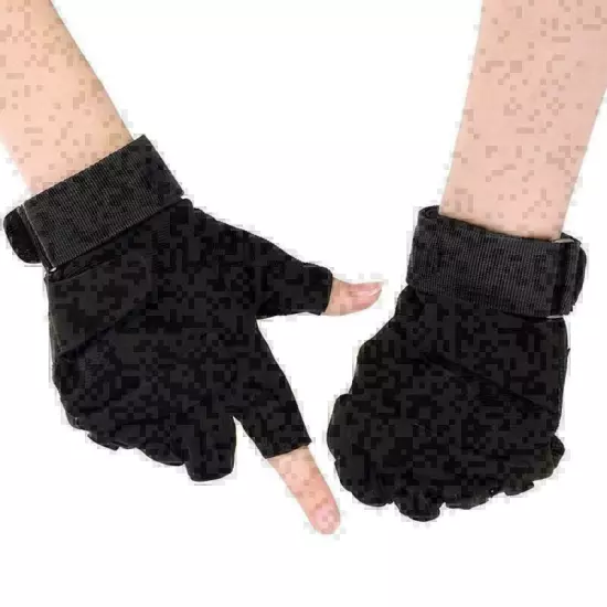 Half Finger Tactical Rubber Gloves Paintball Fingerless Cycling Shooting