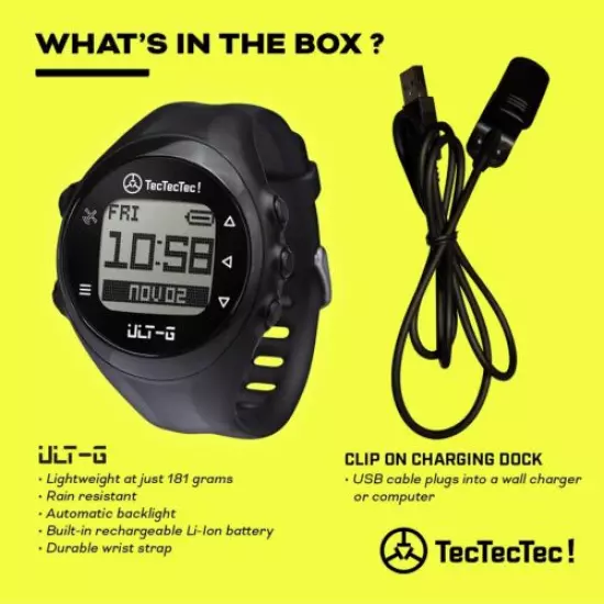 TecTecTec ULT-G Golf GPS Watch - Preloaded Worldwide Courses