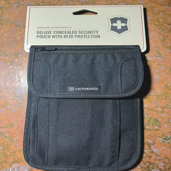 Victorinox Swiss Army Deluxe Concealed Hidden Neck Pouch Tan Passport ID Holder