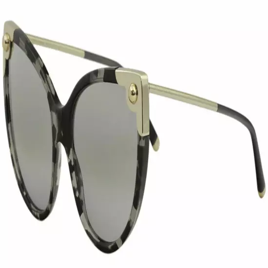 Dolce&Gabbana Mirror Cat Eye Sunglasses Grey Havana Scalloped Edges w Case NWT