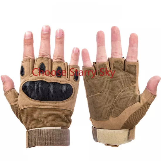  Tactical Half Finger Gloves Combat Hand Protective Gear Handwear DE