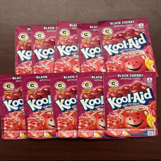 10 Black Cherry FLAVOR Kool Aid Drink Mix Vitamin C Unsweetened