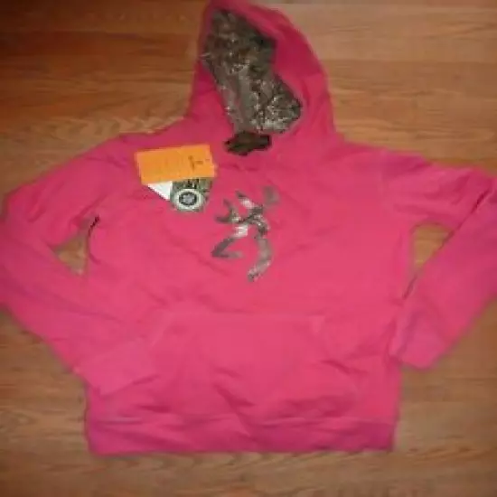 BROWNING BUCKMARK WOMENS/YOUTH FUSHIA REALTREE SWEATSHIRT/JACKET/HOODIE NWT 