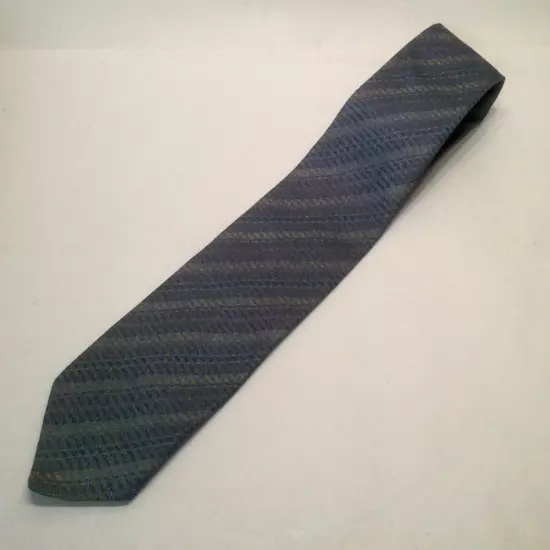 Vtg Liebert Mens Necktie Blue Grey Subtle Stripe 100% Silk 3.5 Wide 53” Length