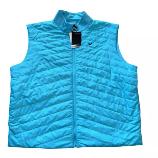 New $88 Callaway Full Zip Quilted Golf Puffer Vest Scuba Blue Men’s Size XL Aqua