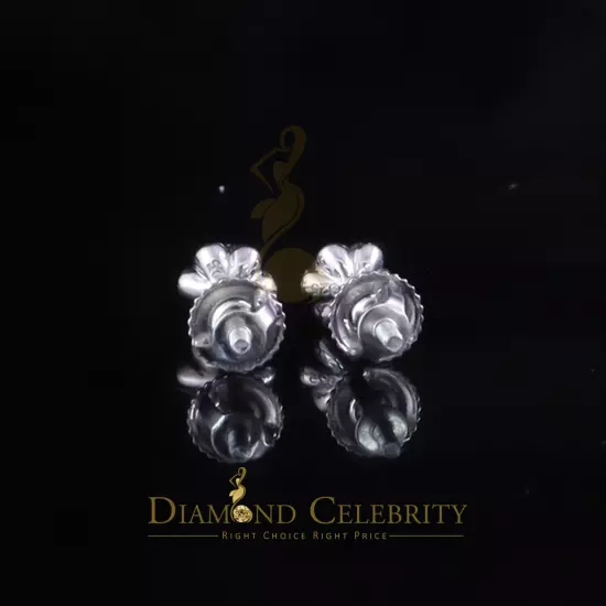 0.10ct Silver Cubic Zirconia European cut White Buttercup Stud Earings Women's