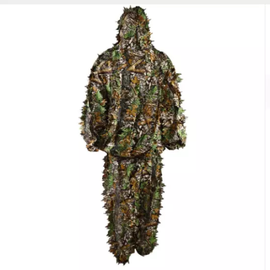 Lightweight 3D Real Tree Leaf Camouflage Net Hunting Sniper Army Ghillie Suit 