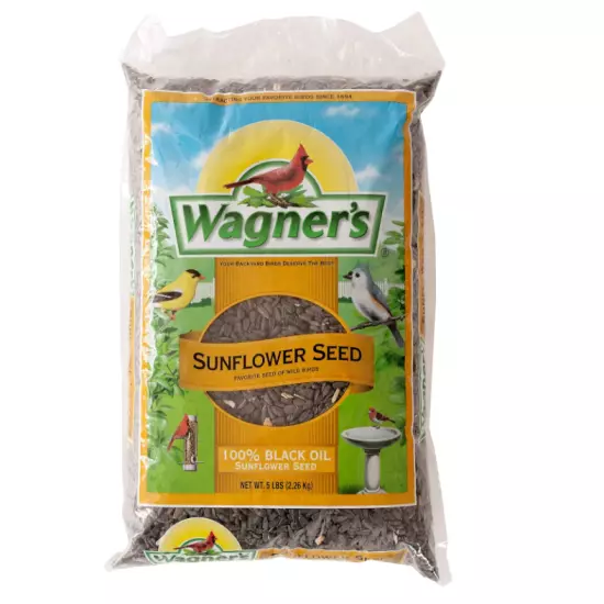 Wagner's 52023 Black Oil Sunflower Seed Wild Bird Food, 5-Pound Bag