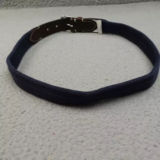 J. CREW BELT LEATHER TAB COTTON Web Golf Navy Blue Silver Buckle MEN'S SIZE 30