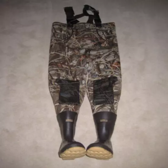 4mm Titanium MAX-4 Camo Fishing/Hunting Neoprene Wader Lug Boots Sz 13 Regular 