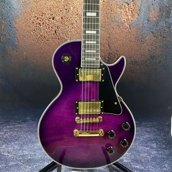 hot selling Custom shop purple electric guitar gold color hardware in stock