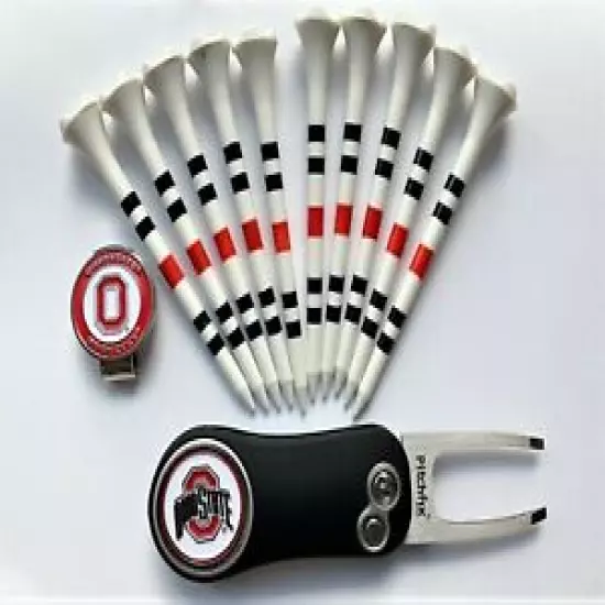 Ohio State Buckeyes Golf Gift Pack Pitchfix Divot Tool Ball Markers Golf Tees