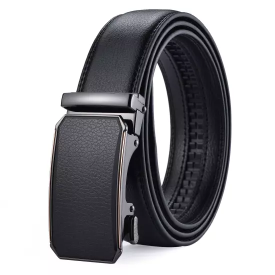 Luxury Men's Real Leather Belt Automatic Buckle Ratchet Waist Strap Jeans Dress