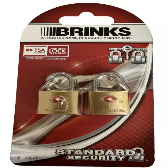 BRINKS Luggage Locks 2 Pack - Solid Brass 22mm TSA Accepted 161-20271 BRAND NEW