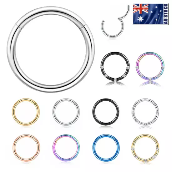 Surgical Steel Hinged Segment Hoop Ring Sleeper Lip Ear Nose Body Piercing 1PC