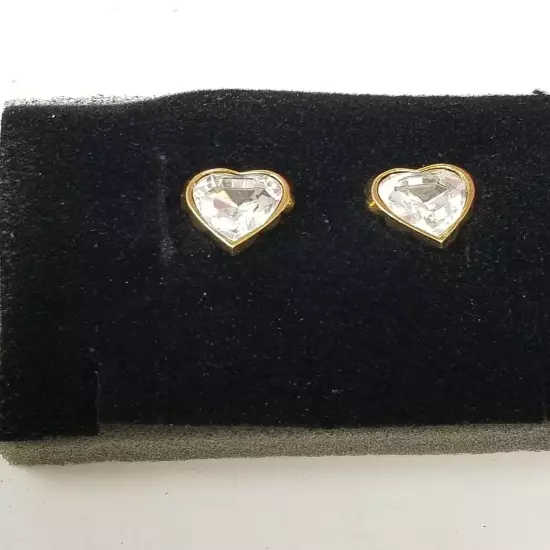 Vintage Avon True To The Heart Clear Earrings W/ Surgical Steel Posts 1992 