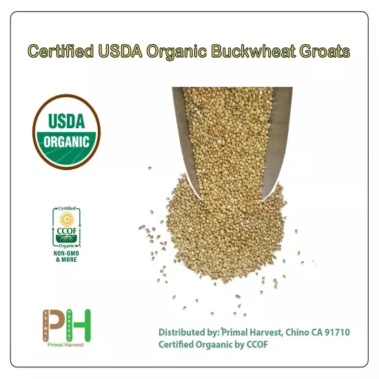 Certified USDA Organic Buckwheat Groats non-GMO, Vegan, Raw, Bulk Product of USA