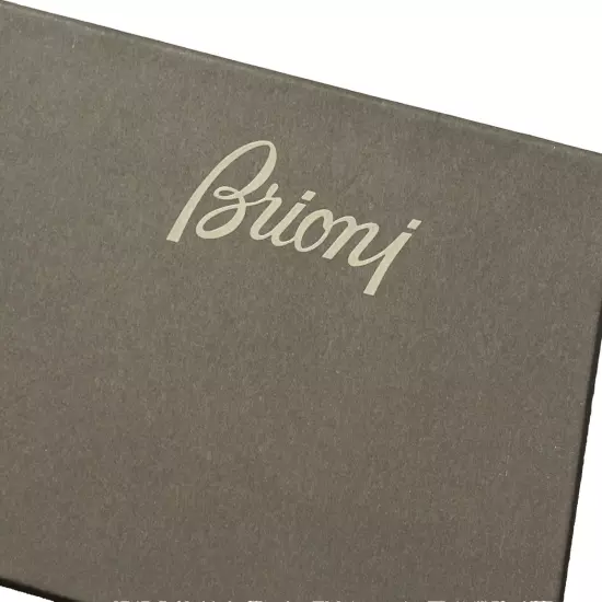 NEW BRIONI NECK TIE & POCKET SQUARE 100% SILK CREAM WHITE SATIN GIFT STORAGE BOX