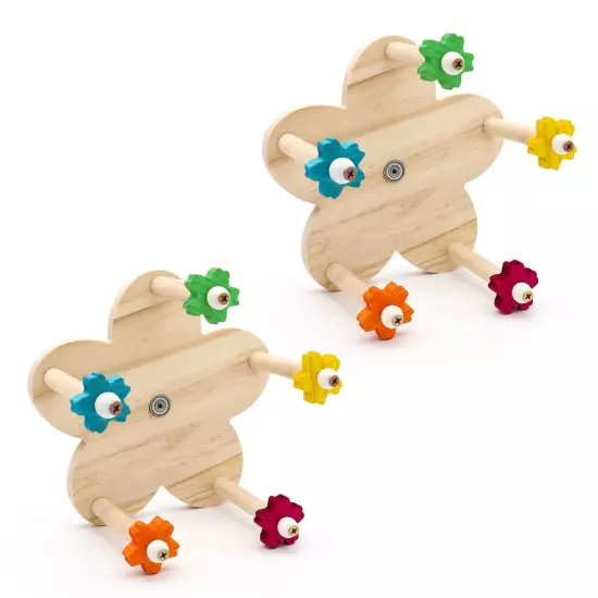 2 Pcs Bird Rotating Perch Toy,Durable Unique Wooden Ferris Wheel Parrot Toys ...