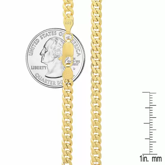 14k Yellow Gold 3.75mm-5.3mm Miami Cuban Link Chain Necklace Size 16"-30" Hollow