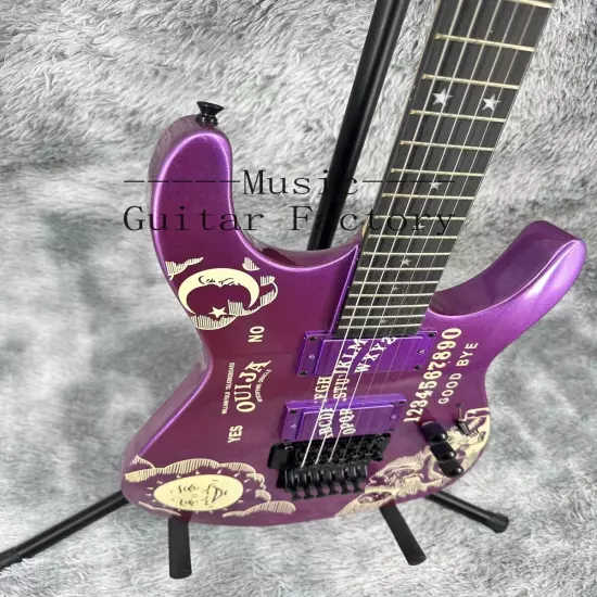 Solid Custom Ouija Purple ST Electric Guitar Black Hardware Maple Neck HH Pickup