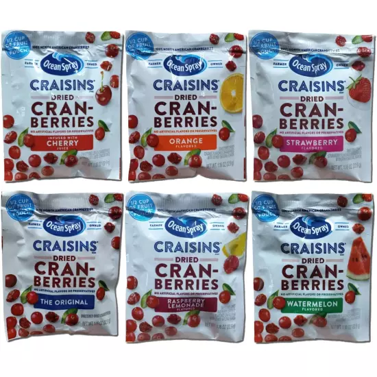 Dried Cranberries Single Serve Packets Variety Pack | 5 Unique Flavors: