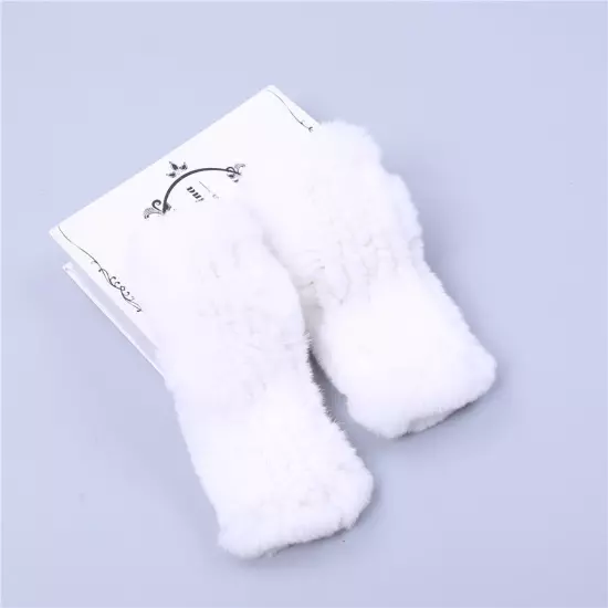 Real Rex Rabbit Fur Women's Gloves Mittens Girl Fingerless Wrist Warmer Elastic