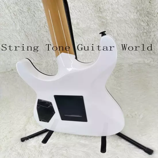 Custom Solid White Ouija ST Electric Guitar Basswood Body Floyd Rose Black Part