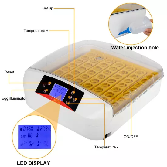 Auto 56 Egg Hatching Incubator Birds Chicken Pet Egg LED Light Pigeons Geese