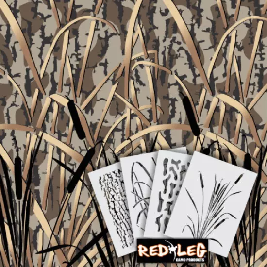 Redleg Camo ™ DG6 - 4 piece camo stencil kit 18"x26" duck boat