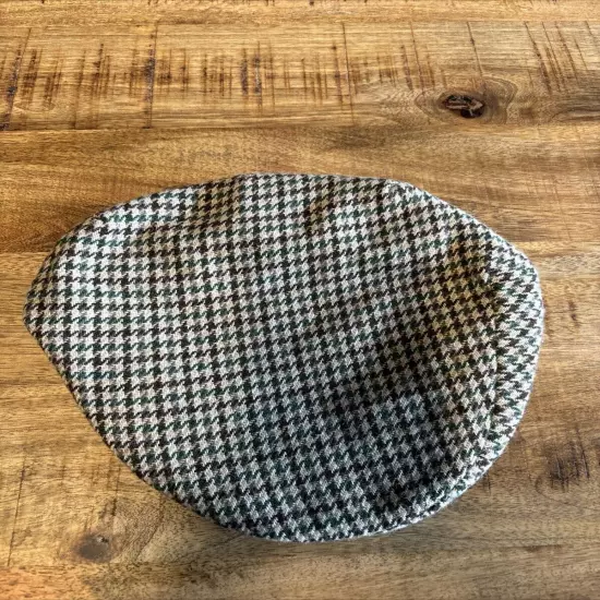 BARBOUR CAP tweed Flat Plaid Tan/Rust Hat Size 7 1/4 59 Hats Of Ireland