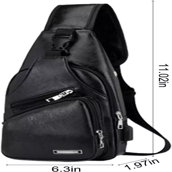 Sling Bag for Men Women Leather, Large Shoulder Bag, Chest Bags Travel Bag with 