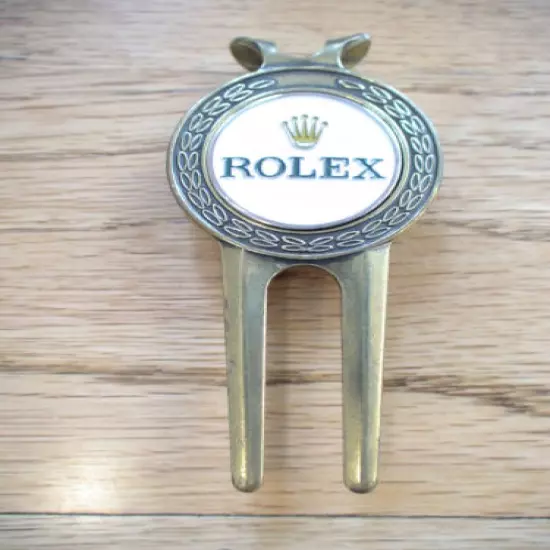 RARE Gold Tone Brass Rolex Divot Tool Golf Ball Marker Money Clip PGA Rare NEW 